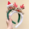 Diadema de Dibujos Animados Navideña para Niños 2025 Nuevo Estilo Diadema de Reno de Felpa para Niñas, Accesorio para el Cabello para Fotos y Lavado de Cara de Niñas Pequeñas