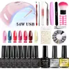 Lámpara de Uñas y Set de Esmaltes Más Vendidos de Amazon de 54W, Set Completo de Herramientas para Principiantes, Pegatinas y Accesorios para Uñas