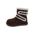 Super bonitas botas de neve Birkenstock com sola grossa, que aumentam a altura, versáteis, forradas com fleece, espessadas, de cano médio para a panturrilha, novo estilo feminino, sapatos de algodão quentes de inverno