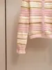 Cardigan de Tricô Pelúcia Versátil com Listras Contrastantes Doce e Pequeno Perfume, Novo para Outono e Inverno, Feminino, Elegante, de Shenzhen Nanyou