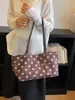 Bolsa tote de poá estilo ins coreano para mulheres, bolsa grande de lona casual para estudantes, para o trabalho, bolsa de ombro, bolsa de mão