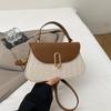 Bolso Tejido para Mujer Estilo Vacacional Bolso Cruzado Estilo Coreano Bolso de Moda Bolso Cuadrado Pequeño Texturizado Bolso Tejido de Paja Hecho a Mano Estilo Bolso Pequeño