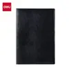 Deli 7901-B Cuaderno de Cuero para Negocios 25K-80 Hojas Espaciado entre Líneas de 10mm Diario de Cuatro Colores Cuaderno de Oficina Dropshipping
