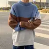 Suéter de rayas para hombre estilo ins Hong Kong versión coreana moderno holgado cuello redondo tejido punto estilo otoño e invierno estilo perezoso personalidad Harajuku