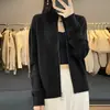 Abrigo casual de moda con cuello alto para mujer 2023 nuevo tejido cárdigan con doble cremallera estilo coreano suéter suéter top
