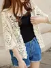 Ropa de punto de talla grande para mujer transfronteriza europea y americana, salida de baño para la playa, chaqueta de encaje para vacaciones en la costa, prenda exterior casual elegante para mujer