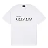 Camiseta de Verano Cruzada Bale25Ss Nuevo Estilo 260g Algodón Peinado Puro Hilo Doble Logo Impreso Lujo Accesible para Hombre y Mujer Manga Corta