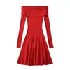 Amazon Transfronterizo Mayorista Fabricante de Ropa para Mujer Nueva Moda 2025 Elegante Silueta de un Hombro Falda Paraguas Falda de Noche