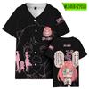 Espião jogar casa desenhos animados impresso camisa verão impresso marca de moda V-neck solto manga curta beisebol uniforme fino T-shirt