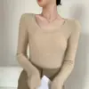 Suéter de Cashmere Slim para Mulheres, Suéter Básico de Cashmere, Suéter Interno Ajustado, Gola Versátil para Outono e Inverno, Suéter Gola Baixa