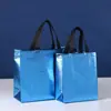Bolsas de Tote para Tiendas de Ropa Laminadas Aluminizadas, Bolsas Láser No Tejidas, Empaque Plegable, Bolsas de Compra Promocionales de Regalo Publicitario