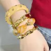 Joyería Transfronteriza Europea y Americana, Pulsera de Resina Versátil Simple Gradiente Macaron, Conjunto de Pulseras Apilables Moderno y Elegante