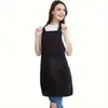 Avental Cor Sólida Preto Roupas de Trabalho de Cozinha Avental Masculino e Feminino Roupa de Catering Transfronteiriça Poliéster Publicitário Pacote com 12