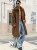 Nuevo abrigo de hombre para otoño e invierno con cuello cuadrado de piel sintética, abrigo largo para hombre, abrigo de piel sintética de zorro en stock para comercio exterior europeo y americano