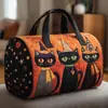Bolsa de Viaje Acolchada de Algodón Estilo Nuevo 3D Marca Independiente Serie de Gatos 4 Bolso de Mano Estampado de Moda para Mujer