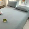 Sábana de Cama de Algodón Puro Lavado Clase A Pieza Única Todo Algodón Dormitorio Estudiantil Funda de Edredón Color Sólido Funda de Almohada Juego de Tres Piezas Sábana de Cama de 1.5m