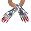 Guantes de Garra de Fantasma para Halloween Guantes de Cosplay para Juego de Rol Accesorios Guantes de Tela Estampada en Oro Guantes para Fiesta
