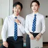 Camisa profesional de algodón para hombre y mujer, igual, manga larga, sin planchar, cuello mao, ropa de trabajo, logo bordado