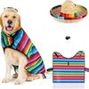 Fiesta Mexicana Rayas de Colores Borla Mascota Capa Ropa Sombrero de Paja Traje