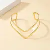 Anel de braço duplo oco em V de ouro e prata europeu e americano, pulseira de braço superior dupla camada simples e fashion para mulheres, personalidade