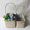 003L + M juego 2 asa arreglo floral colgante de pared cesta de flores artesanías tejido de pasto marino almacenamiento de regalos hierro cesta de pasto marino