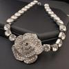 Nuevo collar de rosa de plata para mujer, diseño de nicho, de alta calidad, sin decoloración, con gran flor y cadena de clavícula con diamantes.