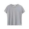 Camiseta Feminina Nova de Verão Azul Escuro com Manga Curta e Ombro Normal, Modelagem Slim Fit, Estilo Básico que Valoriza o Corpo, Estação Europeia, Blusa Versátil