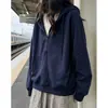 Moletom cardigã com capuz para mulheres, novo estilo outono 2026, caimento solto, emagrecedor, estilo coreano, versátil, visual relaxado, blusa de manga longa