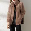 Nueva Chaqueta de Coral Fleece Chaqueta de Fleece para Mujer Doble Cara Fleece Forrada de Fleece Engrosada Cardigan Suéter de Fleece para Mujer Otoño e Invierno