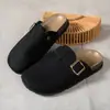 Sandálias Slip-On Fechadas Estilo Birkenstock Tamanho Grande para Mulheres, Slip-Ons de Bico Redondo, Sapatos Preguiçosos, Sandálias, Tamanhos 36-43