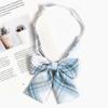Corbata Azul a Rayas Estilo Japonés para Camisas, Patrón Perezoso Estilo Universitario Jk, Pajarita Anudada a Mano para Mujer, Dk para Hombre