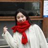 Bufanda tejida de color puro nueva 2023 para mujer otoño e invierno a la moda simple de alta calidad cálida bufanda corta para estudiante