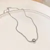 Acessórios de Colar de Bola Redonda Não Desbotáveis em Aço Titânio para Mulheres Corrente Torcida Ouro 18K Design de Nicho Versátil Simples Corrente para Clavícula