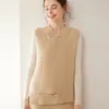 Colete de Caxemira Novo Outono e Inverno Feminino Gola Alta Botões Sem Mangas Top Colete Estilo Chinês Colete Solto