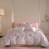Estilo de Marca Algodón de Fibra Larga Juego de Cama de Cuatro Piezas Funda Nórdica Cepillada Engrosada 100% Algodón Puro Sábana Fresca Pequeña Ropa de Cama 100% Algodón
