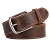 Cinto de Couro Bovino de Primeira Camada para Homens, Fivela de Pino Waxada a Óleo Vintage, Cinto Masculino Genuíno de Couro, Cinto Vegetal Tanado no Atacado com Logo, Estilo Retro Artístico