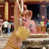 Shuibeizijin 999 Princesa Por Favor Hazte Rica Llavero Relleno de Algodón Llavero de Cuero Colgante para Bolso Tejido Regalo