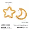 Design silencioso senso de luxo leve alta qualidade ouro 18K aço inoxidável estrela lua brincos brincos aço inoxidável joias atacado