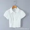 Top Corto de Primavera 2026 Estilo Francés Dulce Estilo Blogger con Mangas Abullonadas Cuello Polo Cintura Ceñida