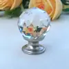 Venda Direta de Fábrica Maçaneta de Bola de Cristal Puxador de Porta de Guarda-Roupa Puxador de Cristal de Furo Único Puxador Simples de Gaveta Base de Liga de Zinco