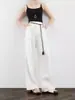 Pantalones Transpirables ZHEYE 100% Lino Blancos para Mujer, Pantalones Casuales de Verano Finos con Efecto de Caída, Pantalones de Traje de Pierna Ancha