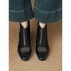 Botines de Estilo Occidental para Mujer, Botines Sencillos de Primavera y Otoño, Punta Redonda, Tacón Medio, Tacón Grueso, Cremallera Trasera, Temperamento Marrón, Felpa Gruesa de Invierno