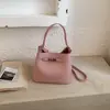 Bolso de Mano Elegante de Comercio Exterior de Gama Alta con Patrón de Lichi, Bolso Versátil de Hombro y Cruzado, Bolso tipo Cubo