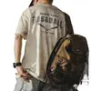 Camiseta de Manga Corta Fresca y Refrescante Jereno para Hombre Verano Holgada Talla Grande Teñido en Nube Lavada Retro Americano Casual Top t