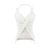 Verão 2025 Desejo Puro Renda Costurada Regata Decote Halter Design Feminino Roupa Exterior Decote em V Sem Mangas Top Slim