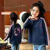 Camiseta de Manga Larga con Bloques de Color y Tres Rayas, Estilo Americano Moderno, para Niñas Tallas Mediana y Grande, Nueva Colección Otoño, Top Básico