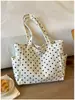 Bolsa Tote de Lona Grande Capacidade com Bolinhas Feminina 2026 Nova Versátil de Ombro Único Bolsa de Mão Moda Veludo Cotelê Bolsa de Trabalho