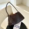 Bolsa Cesta Tecida Vintage Feminina 2026, Bolsa de Ombro Simples e Versátil, Bolsa de Ombro para o Dia a Dia, Bolsa Dumpling