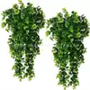 Decoração de Parede de Eucalipto Artificial de Rattan para Pendurar na Parede, Folhas Verdes Falsas, Videiras, Planta Suspensa para Decoração de Casa e Exterior