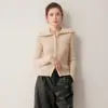 Novo Cardigan de Zíper com Gola Canelada 100% Caxemira Outono/Inverno 2026 Suéter de Malha Feminino Jaqueta Camada Base Casual